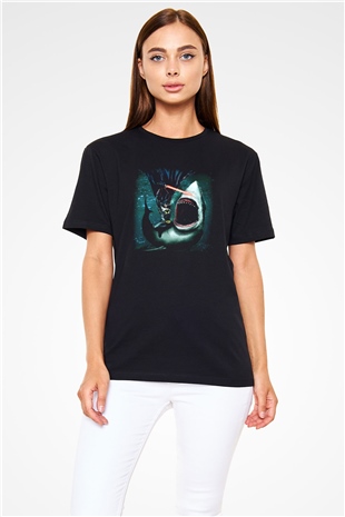 Köpekbalığı Siyah Unisex Tişört T-Shirt - TişörtFabrikası