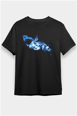 Köpekbalığı Siyah Unisex Tişört T-Shirt - TişörtFabrikası