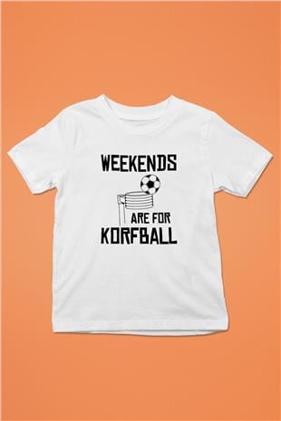 Korfbol Baskılı Unisex Beyaz Çocuk Tişört - Tshirt
