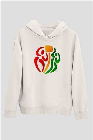 Korfbol Baskılı Unisex Ekru Hoodie