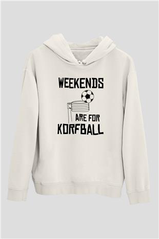 Korfbol Baskılı Unisex Ekru Hoodie