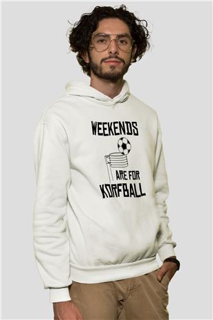 Korfbol Baskılı Unisex Ekru Hoodie