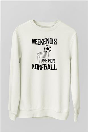 Korfbol Baskılı Unisex Ekru Sweatshirt