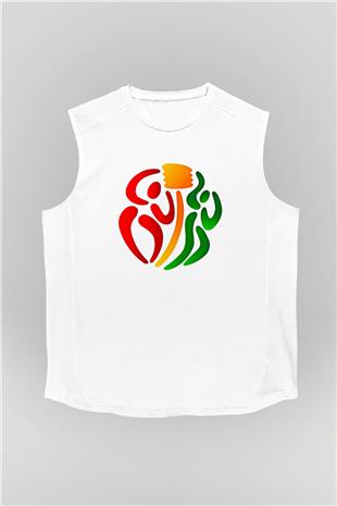Korfbol Baskılı Unisex Kolsuz Beyaz Tişört