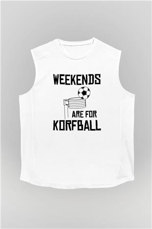 Korfbol Baskılı Unisex Kolsuz Beyaz Tişört