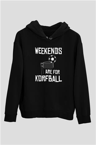 Korfbol Baskılı Unisex Siyah Hoodie