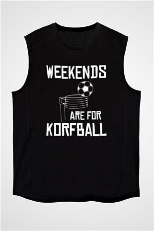 Korfbol Baskılı Unisex Siyah Kolsuz Tişört