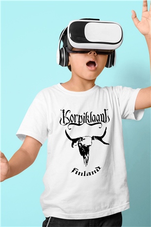 Korpiklaani Baskılı Beyaz Unisex Çocuk Tişört