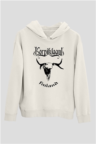 Korpiklaani Beyaz Unisex Kapşonlu Sweatshirt