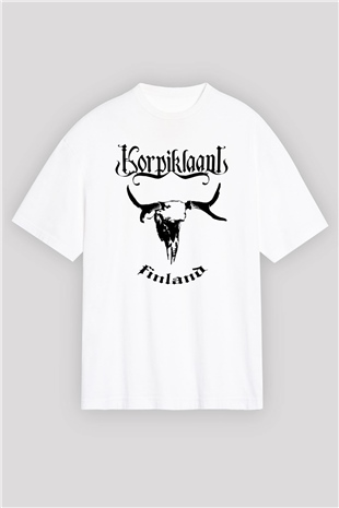 Korpiklaani Beyaz Unisex Oversize Tişört T-Shirt