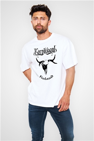 Korpiklaani Beyaz Unisex Oversize Tişört T-Shirt