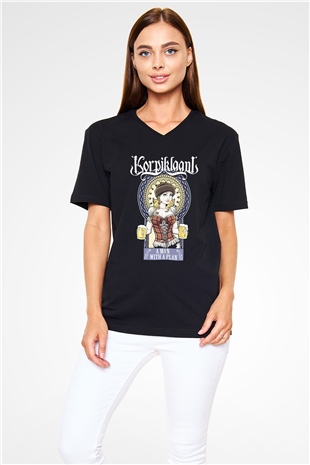 Korpiklaani Siyah Unisex V Yaka Tişört T-Shirt