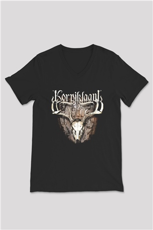 Korpiklaani Siyah Unisex V Yaka Tişört T-Shirt