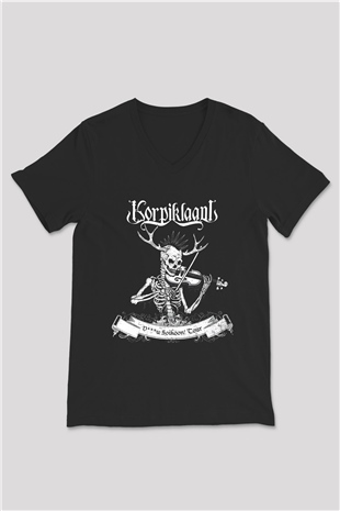 Korpiklaani Siyah Unisex V Yaka Tişört T-Shirt