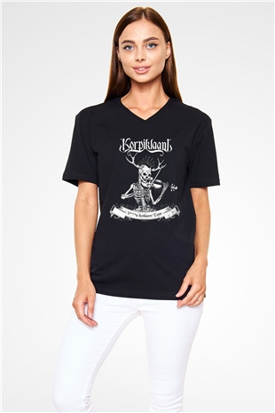 Korpiklaani Siyah Unisex V Yaka Tişört T-Shirt