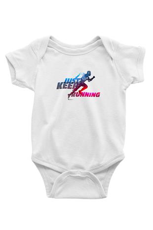 Koşu Baskılı Beyaz Bebek Body - Zıbın