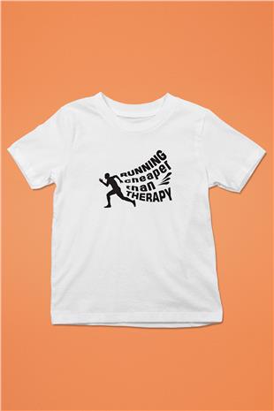 Koşu Baskılı Unisex Beyaz Çocuk Tişört - Tshirt