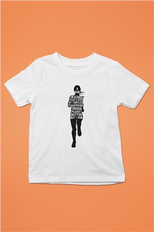 Koşu Baskılı Unisex Beyaz Çocuk Tişört - Tshirt