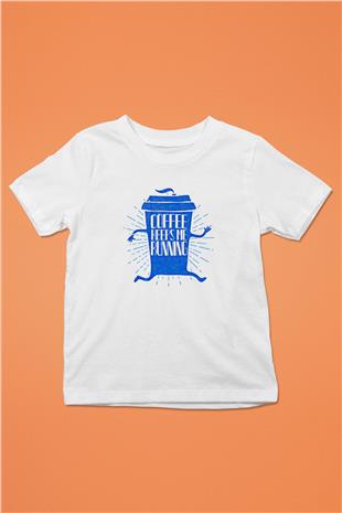 Koşu Baskılı Unisex Beyaz Çocuk Tişört - Tshirt