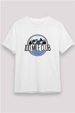 Koşu Baskılı Unisex Beyaz Tişört - Tshirt