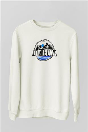 Koşu Baskılı Unisex Ekru Sweatshirt