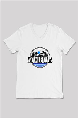 Koşu Baskılı Unisex V Yaka Tişört - Tshirt