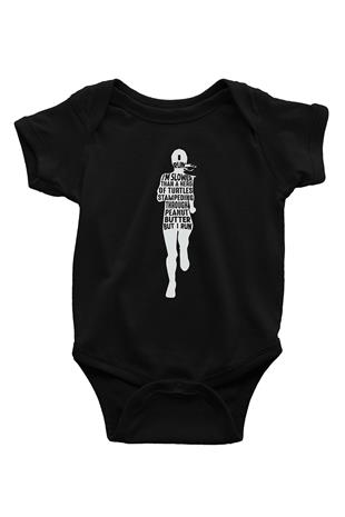 Koşu - Running Baskılı Unisex Siyah Bebek Body - Zıbın