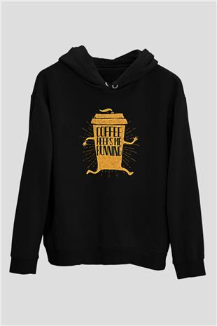 Koşu - Running Baskılı Unisex Siyah Hoodie