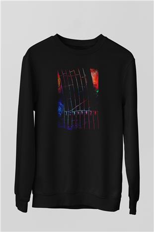 Koşu - Running Baskılı Unisex Siyah Sweatshirt