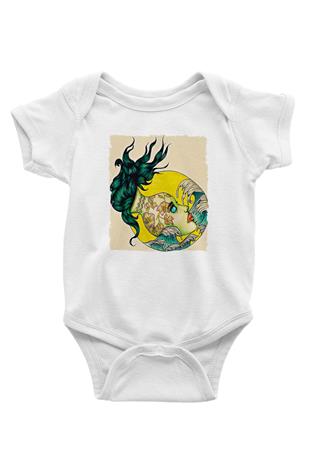 Kova Burcu Baskılı Beyaz Unisex Bebek Body - Zıbın