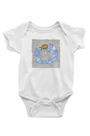 Kova Burcu Baskılı Beyaz Unisex Bebek Body - Zıbın