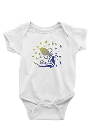 Kova Burcu Baskılı Beyaz Unisex Bebek Body - Zıbın