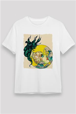 Kova Burcu Unisex Baskılı Beyaz Tişört - Tshirt