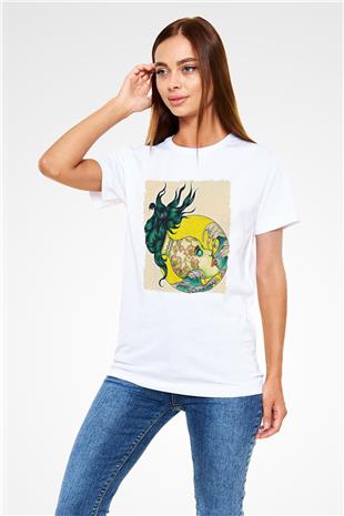 Kova Burcu Unisex Baskılı Beyaz Tişört - Tshirt