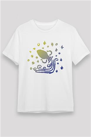 Kova Burcu Unisex Baskılı Beyaz Tişört - Tshirt
