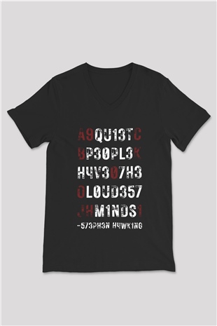 Kozmolog Siyah Unisex V Yaka Tişört