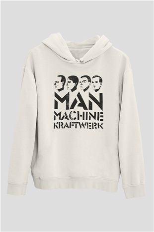 Kraftwerk Beyaz Unisex Kapüşonlu Sweatshirt