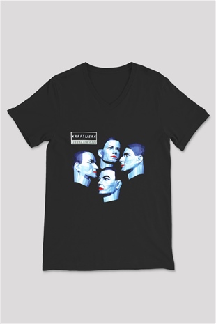 Kraftwerk Siyah Unisex V Yaka Tişört T-Shirt