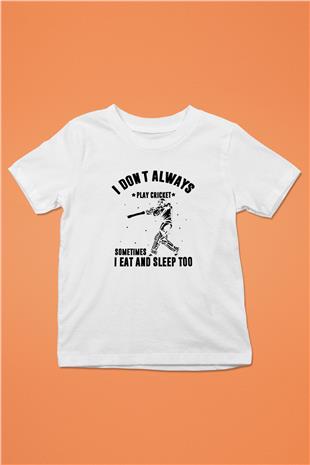 Kriket Baskılı Unisex Beyaz Çocuk Tişört - Tshirt