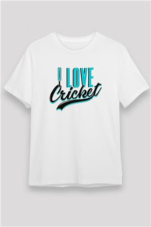 Kriket Baskılı Unisex Beyaz Tişört - Tshirt