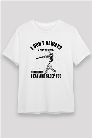 Kriket Baskılı Unisex Beyaz Tişört - Tshirt