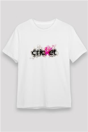 Kriket Baskılı Unisex Beyaz Tişört - Tshirt