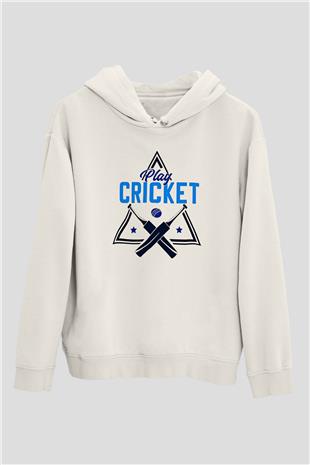 Kriket Baskılı Unisex Ekru Hoodie