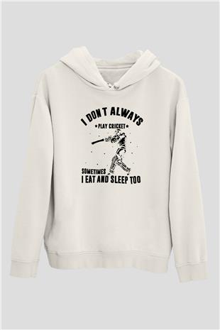 Kriket Baskılı Unisex Ekru Hoodie