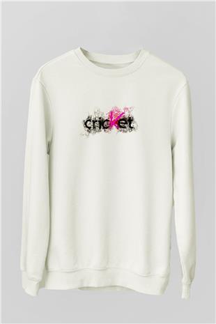 Kriket Baskılı Unisex Ekru Sweatshirt