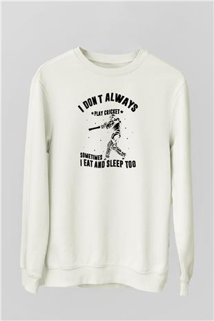 Kriket Baskılı Unisex Ekru Sweatshirt