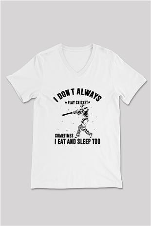 Kriket Baskılı Unisex V Yaka Tişört - Tshirt