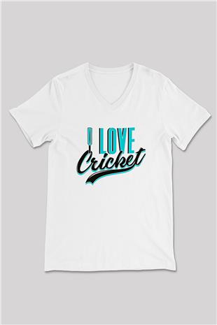 Kriket Baskılı Unisex V Yaka Tişört - Tshirt