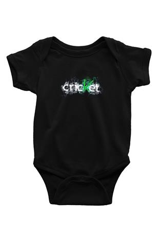 Kriket - Cricket Baskılı Unisex Siyah Bebek Body - Zıbın