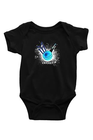 Kriket - Cricket Baskılı Unisex Siyah Bebek Body - Zıbın